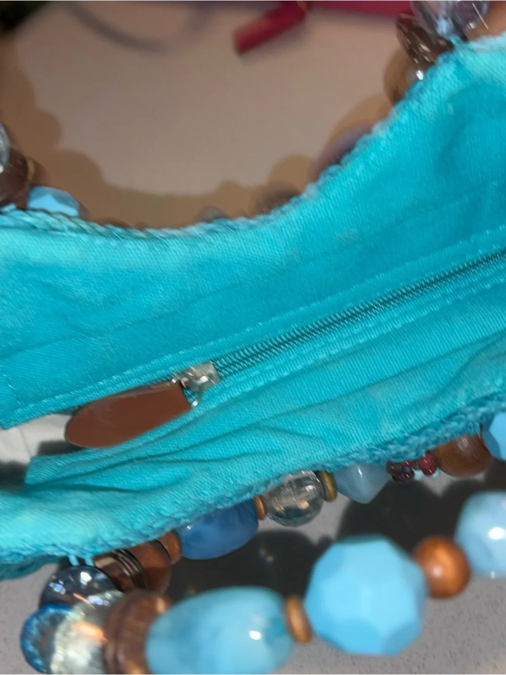 Turquoise Beaded Handled Purse - Picture 2 of 4